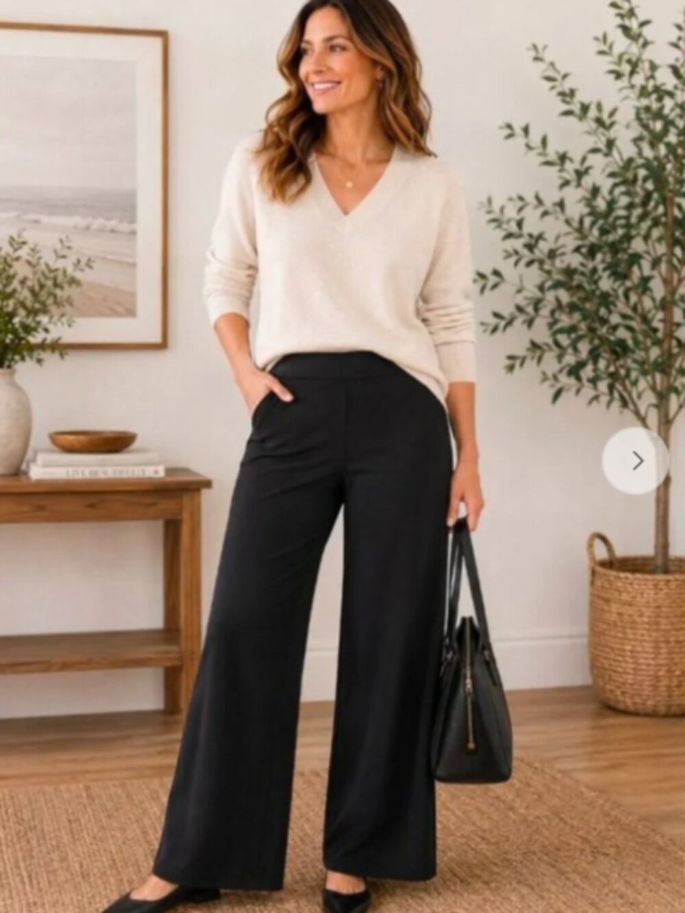SPANX Black Wide-Leg Ponte Pull-On Pants Size M